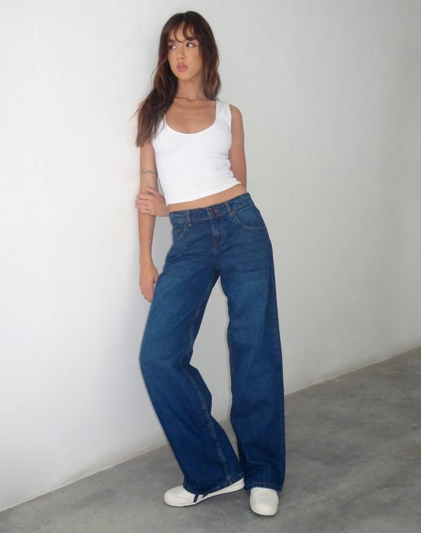 Blue Jeans, Basic Blue Straight Fit Jeans For Women, parallel Jeans-pokeht.vn